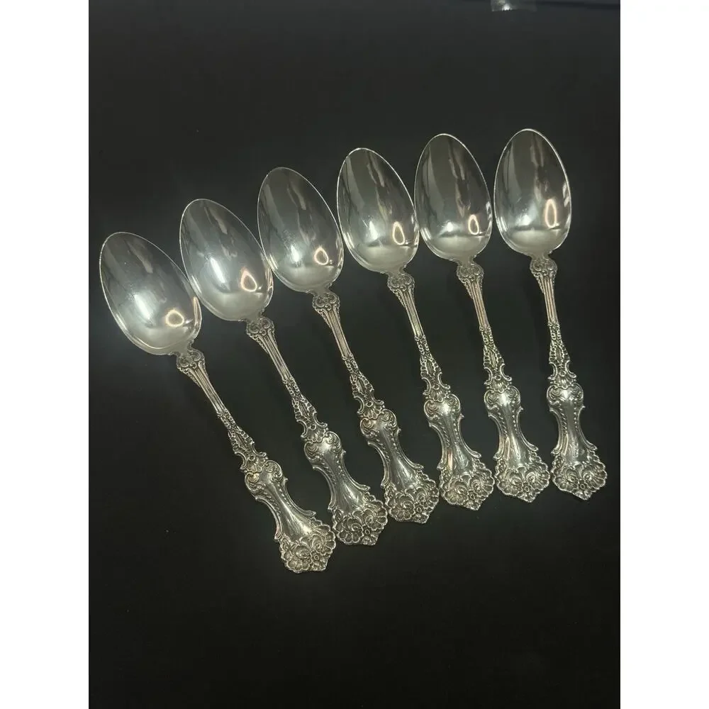 Sterling Silver Whiting Pompodour Teaspoons Set Of 6